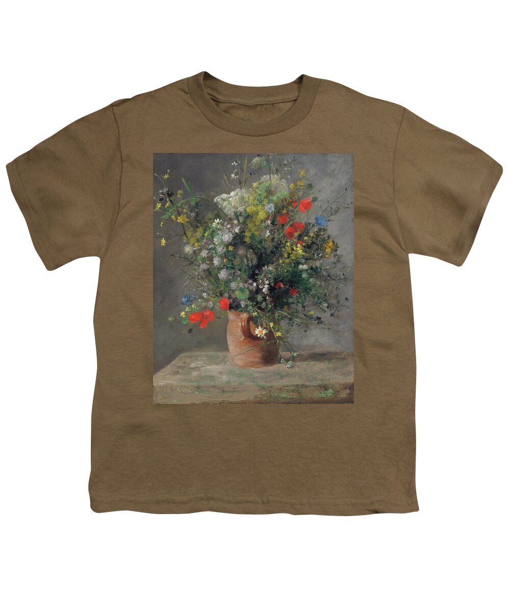 1866 Youth T-Shirt featuring the painting Flowers in a Vase #3 by Pierre-Auguste Renoir