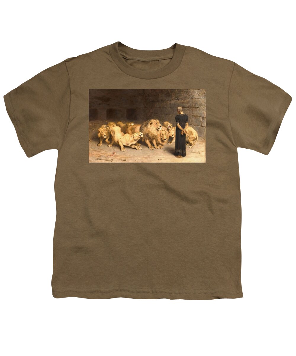 Briton Riviere Youth T-Shirt featuring the painting Daniel In The Lion's Den #2 by Briton Riviere