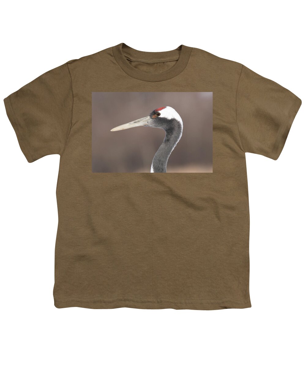 Japanese Cranes Youth T-Shirt featuring the photograph A Closeup Profile of a Red-Crowned Crane - Hokkaido, Japan by Ellie Teramoto