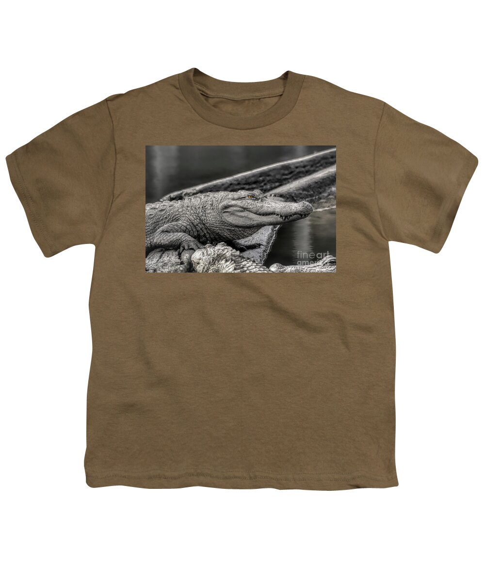 Wildlife Youth T-Shirt featuring the photograph Alligator Selective Color by Kathy Baccari