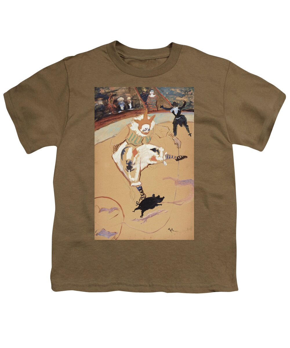 19th Century Art Youth T-Shirt featuring the painting At the Circus Fernando - Medrano with a Piglet by Henri de Toulouse-Lautrec