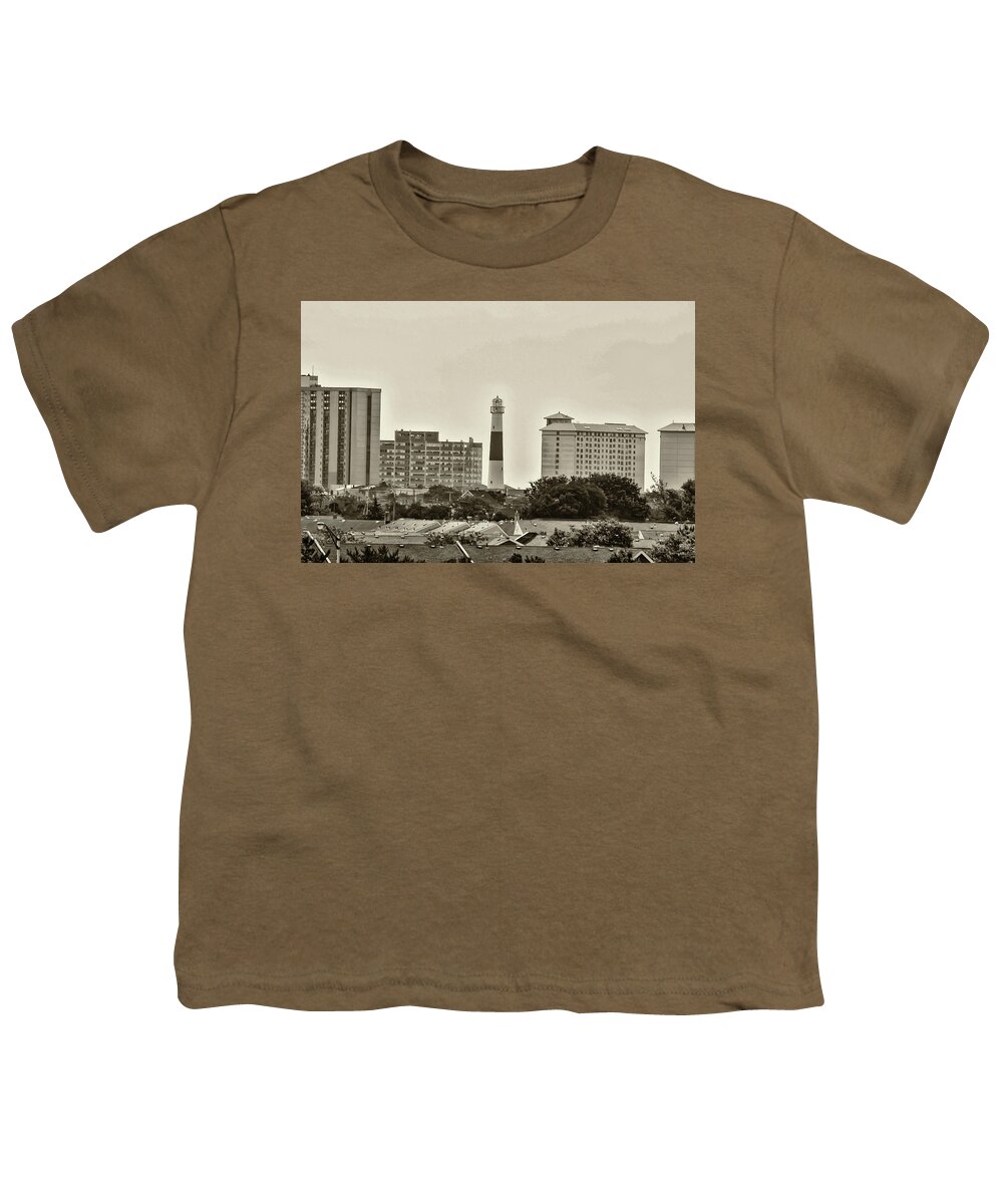 Atlantic Youth T-Shirt featuring the photograph Atlantic City - Absecon Lighthouse - in Sepia by Bill Cannon