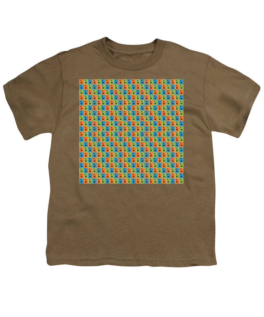 Mid Century Modern Youth T-Shirt featuring the digital art Atomic Cat 1 on Rectangles by Donna Mibus