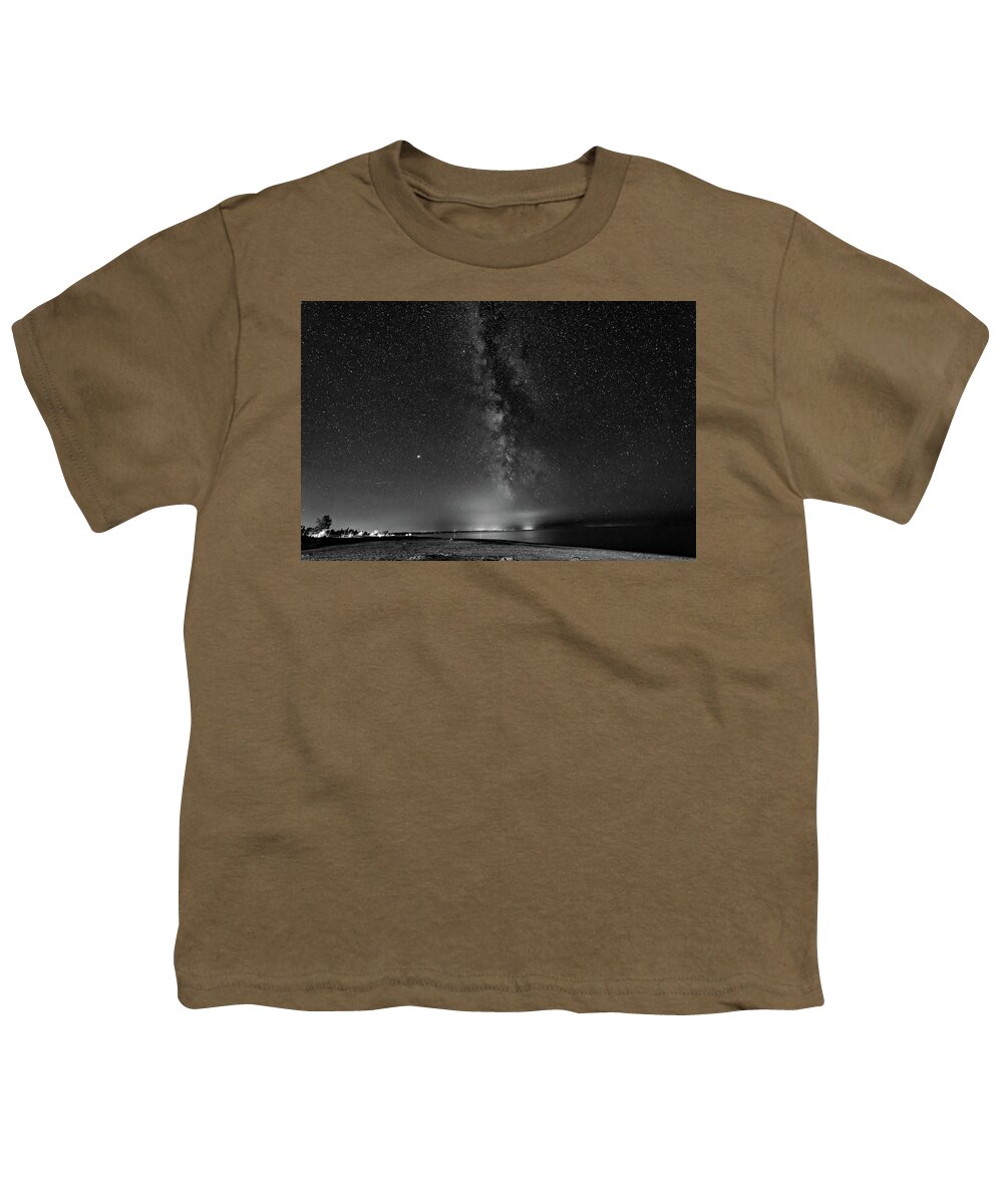 Steve Harrington Youth T-Shirt featuring the photograph Autumn Night - Sauble Beach bw by Steve Harrington