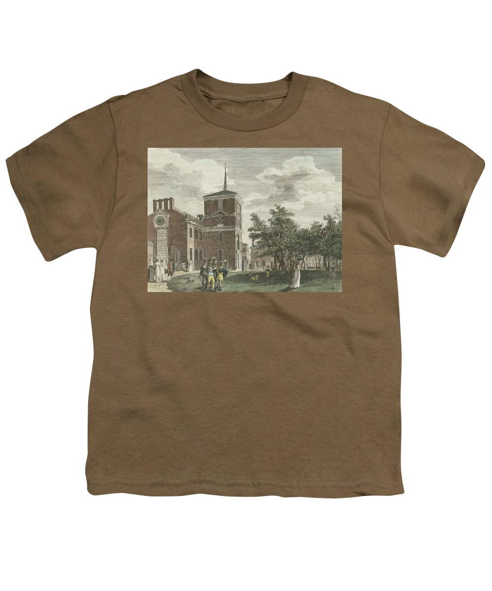 Independence Hall Youth T-Shirt featuring the drawing Back of State House by William Birch