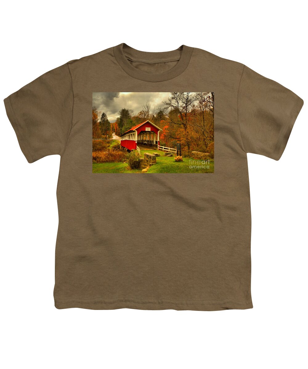 Barronvale Youth T-Shirt featuring the photograph Barronvale Bridge Fall Storms by Adam Jewell