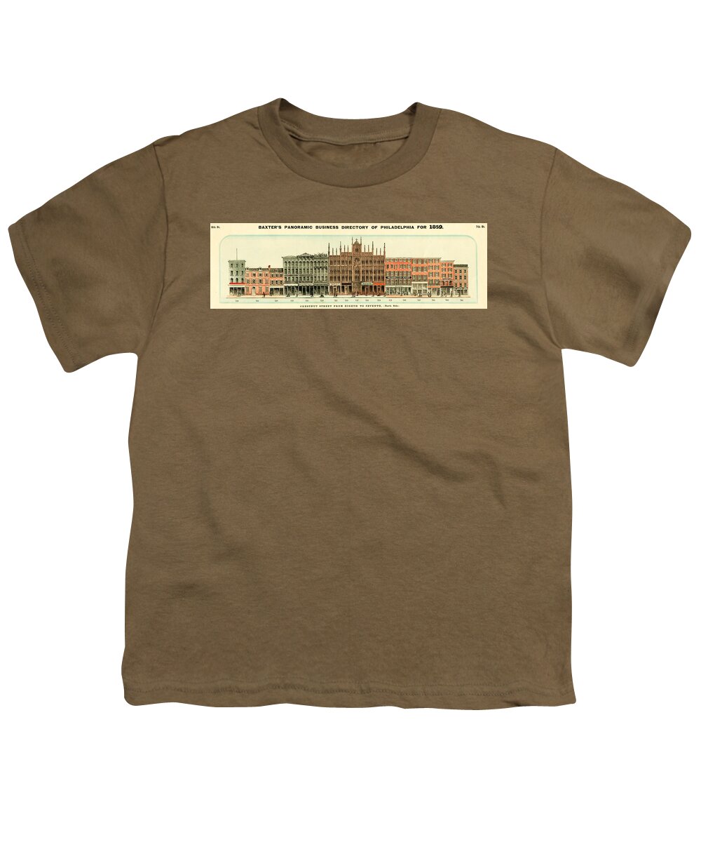 Philadelphia Youth T-Shirt featuring the mixed media Baxter's Panoramic Business Directory by Dewitt Clinton Baxter