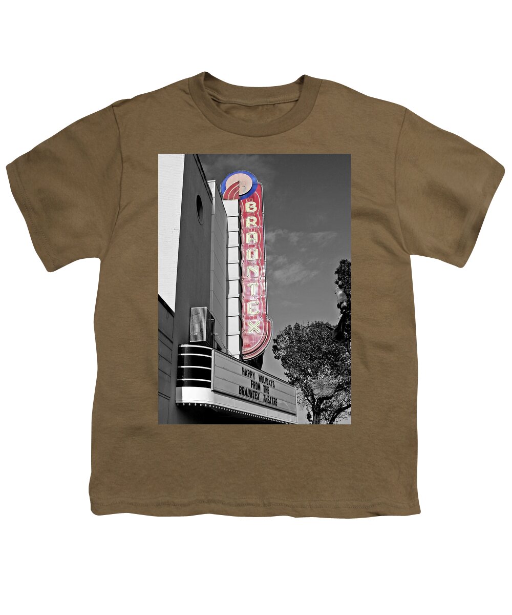 Brauntex Youth T-Shirt featuring the photograph Brauntex Theater by Mary Pille
