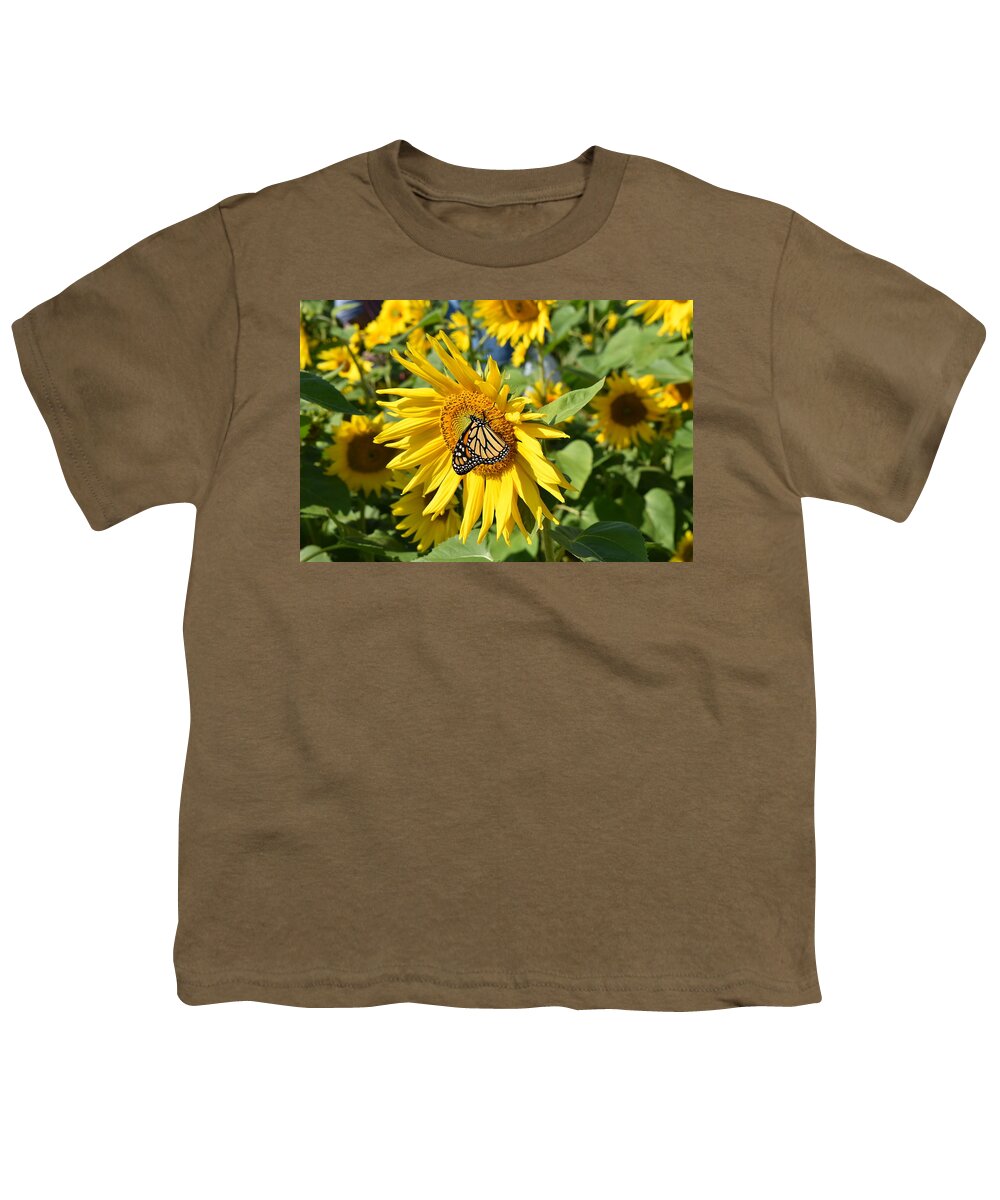 Butterfly Youth T-Shirt featuring the photograph Sunflower Butterfly by Rose Guinther