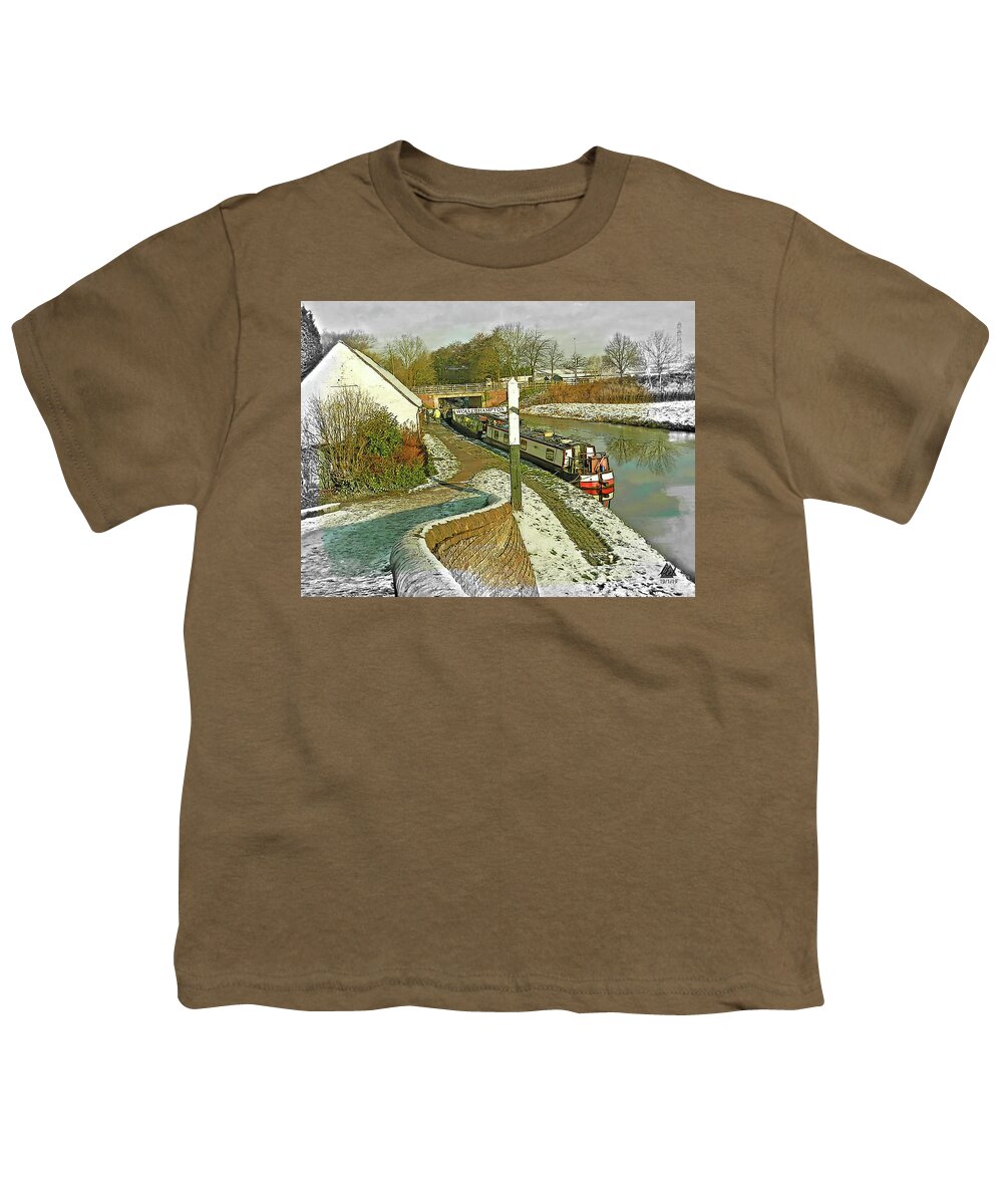 Narrowboat Youth T-Shirt featuring the digital art Canal by Mel Beasley