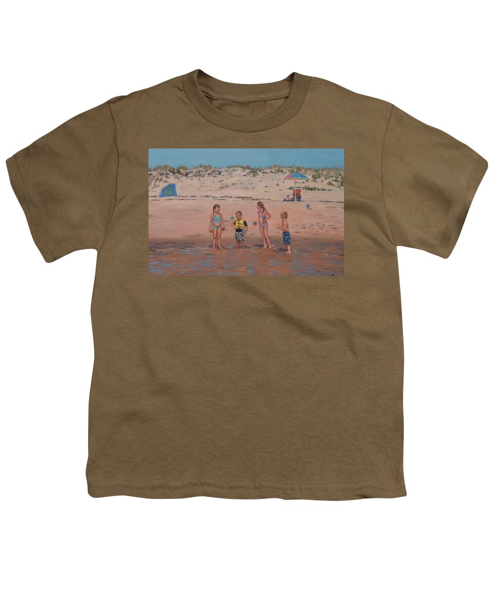 Cape Cod Youth T-Shirt featuring the painting Cape Cod Kids by Beth Riso