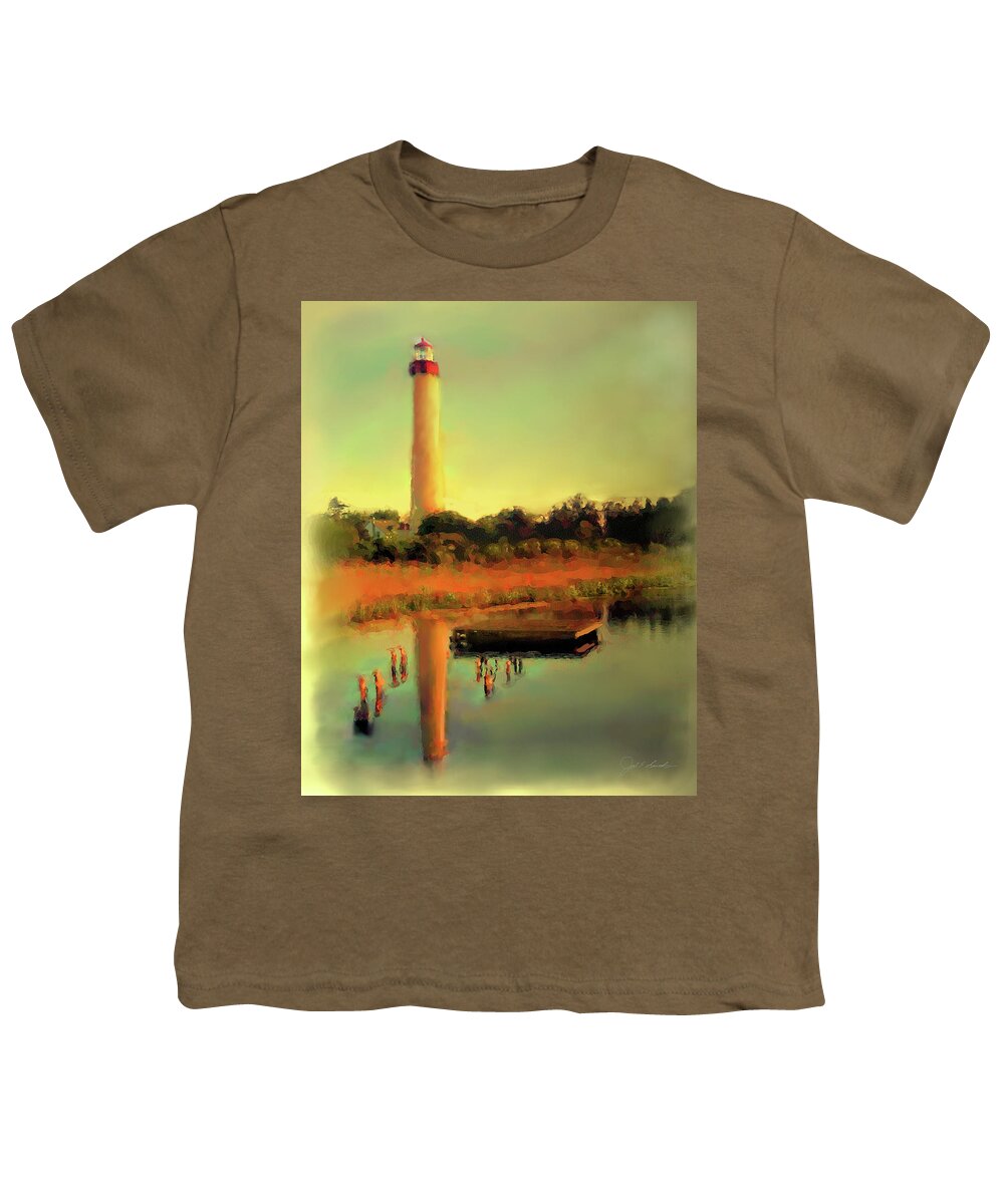 Cape May Lighthouse Youth T-Shirt featuring the painting Cape May Lighthouse by Joel Smith