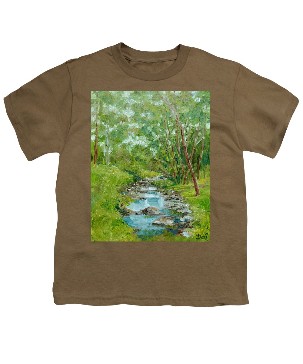 Creek Youth T-Shirt featuring the painting Darebin Creek at Alphington by Dai Wynn