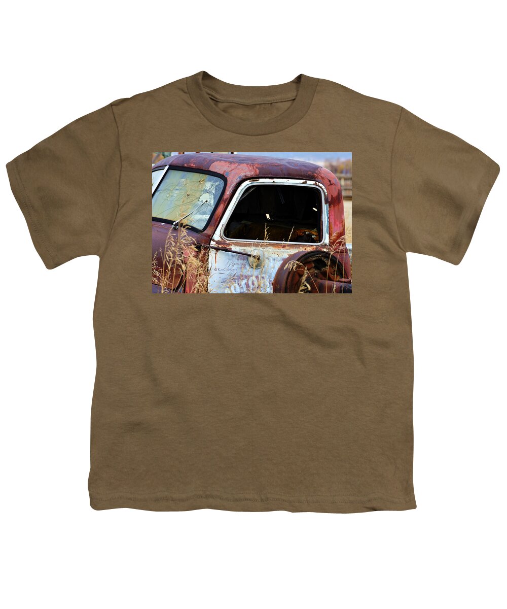 Rusted Truck Youth T-Shirt featuring the photograph Derelict Truck in Weeds by Kae Cheatham