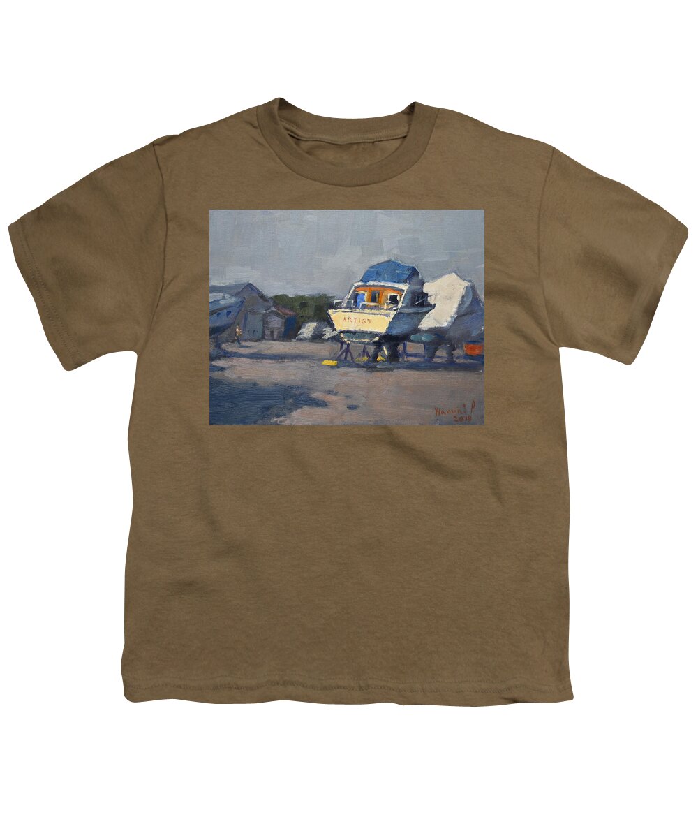 Drydock Youth T-Shirt featuring the painting Drydock at Tonawanda by Ylli Haruni