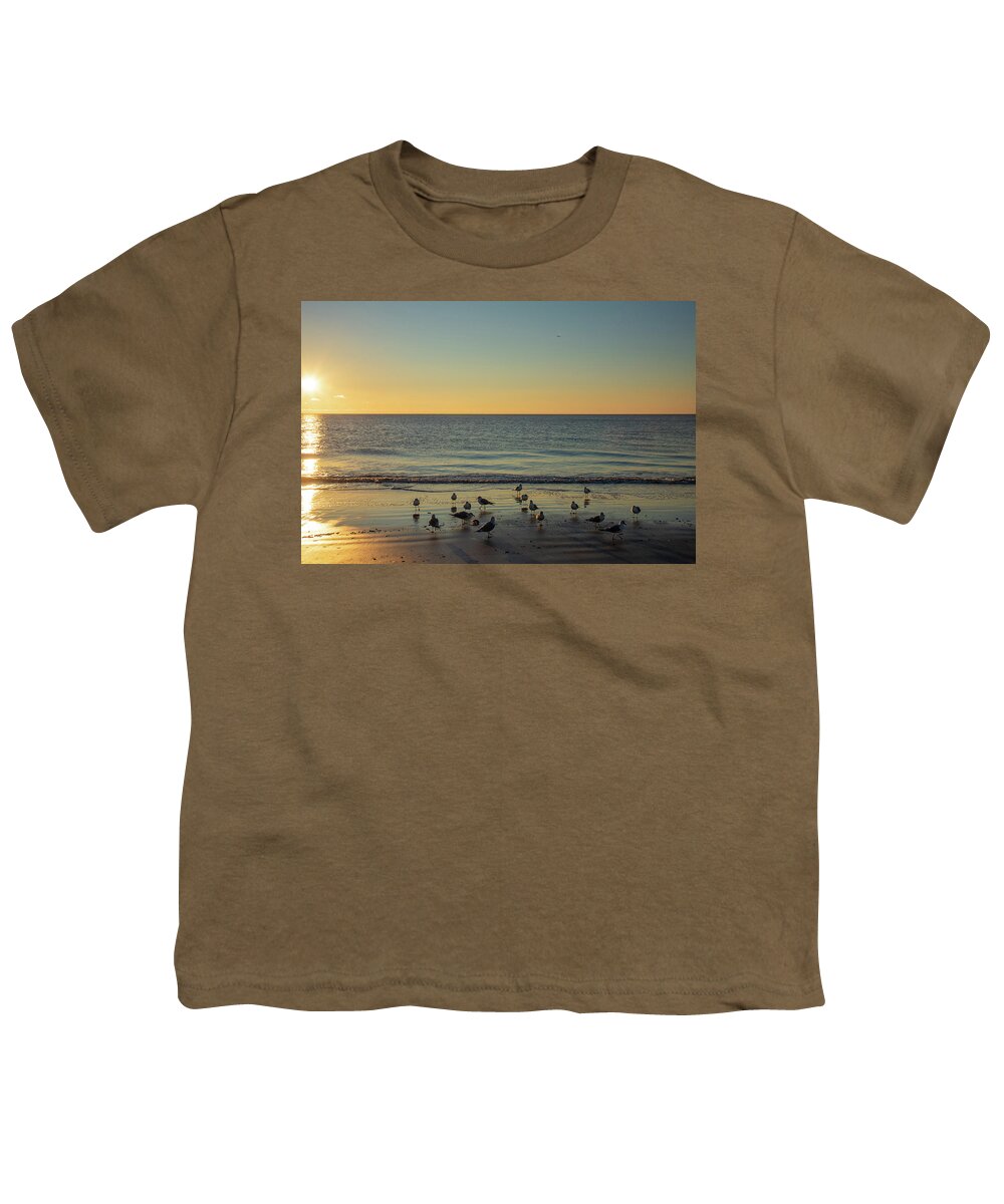 Seagulls Youth T-Shirt featuring the photograph Early Bird Special by Dennis Schmidt