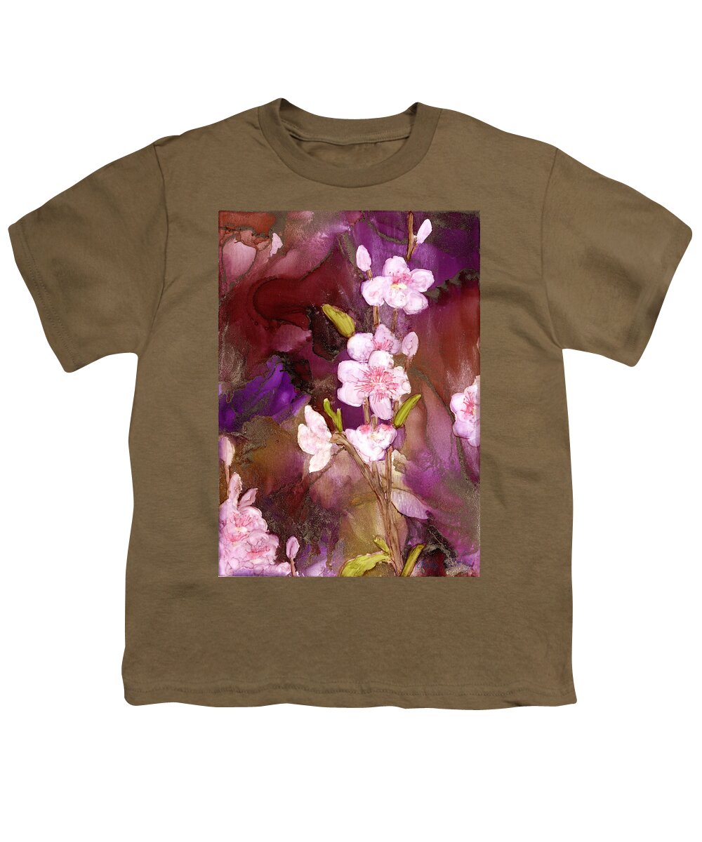 Plum Blossom Youth T-Shirt featuring the painting Enchanted by Charlene Fuhrman-Schulz