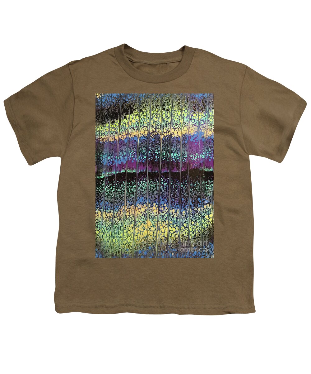 Poured Acrylic Youth T-Shirt featuring the painting Enchanted Forest by Lucy Arnold