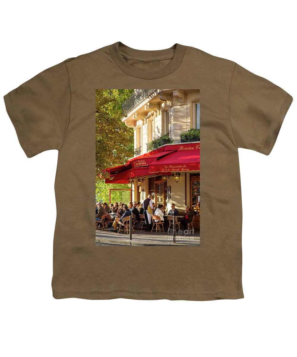 Paris Youth T-Shirt featuring the photograph Evening Cafe - Paris by Brian Jannsen
