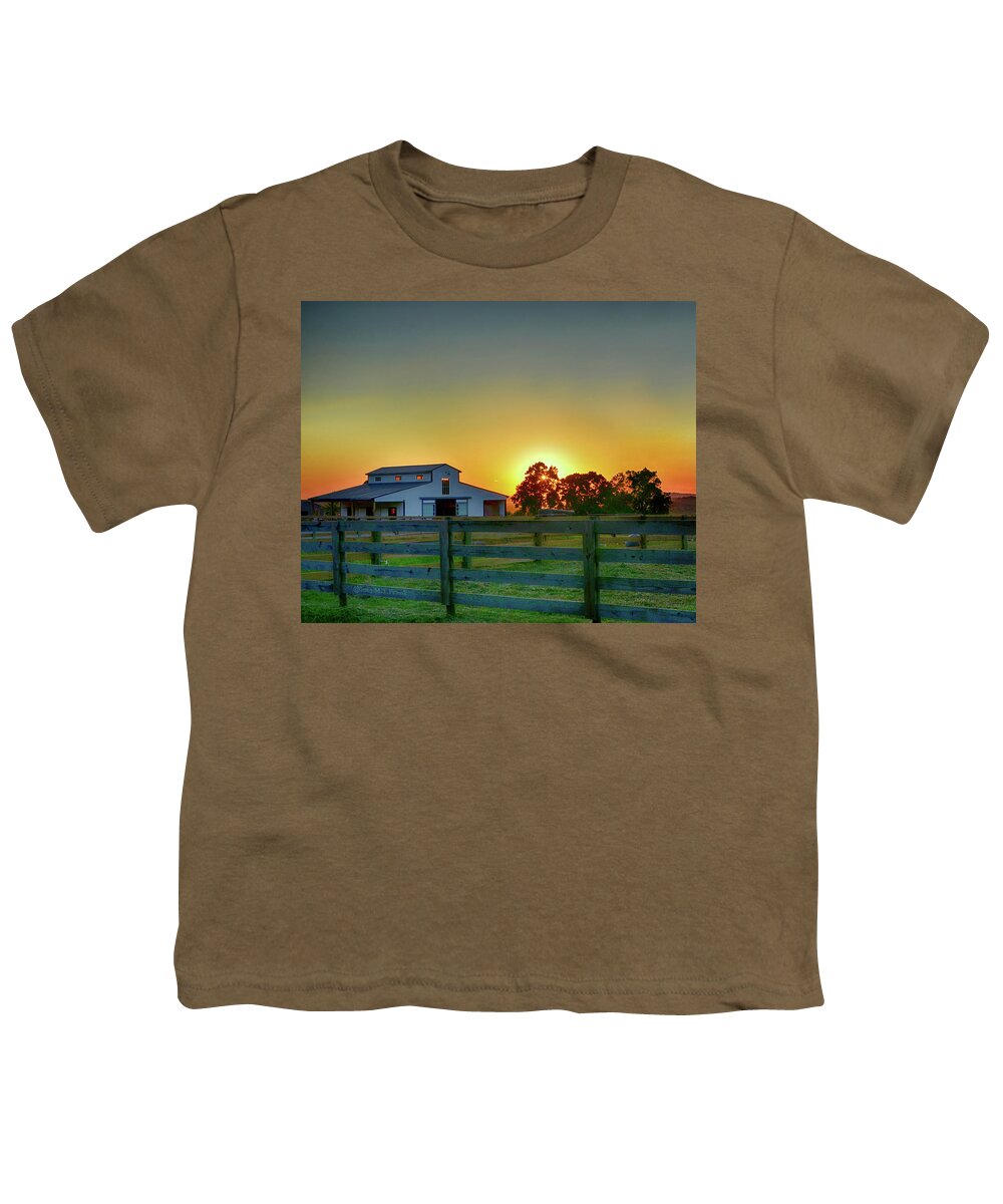 Farm Youth T-Shirt featuring the photograph Farm Sunset by Michael Frank