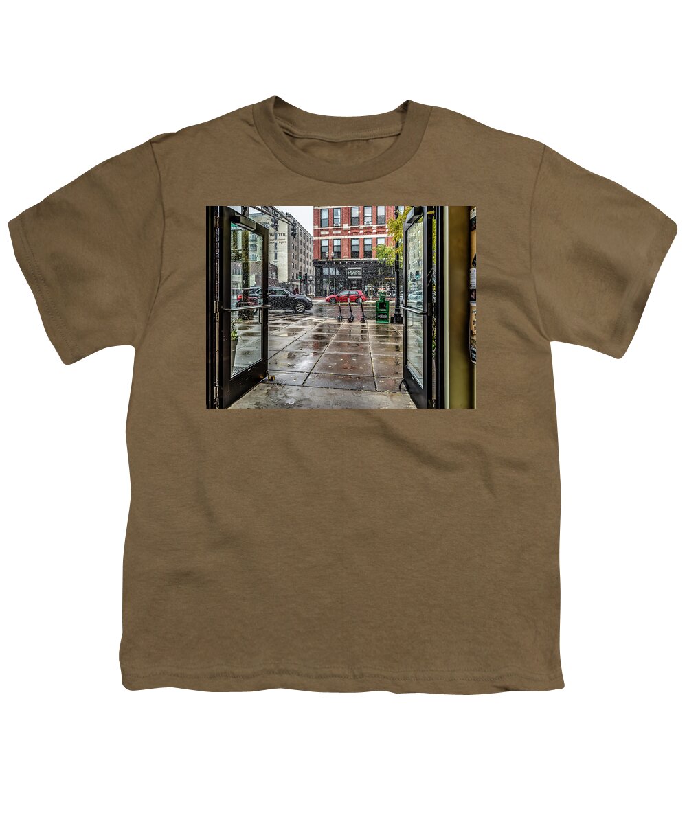 St Paul Minnesota First Snow Cityscape Youth T-Shirt featuring the photograph 021 - First Snow by David Ralph Johnson