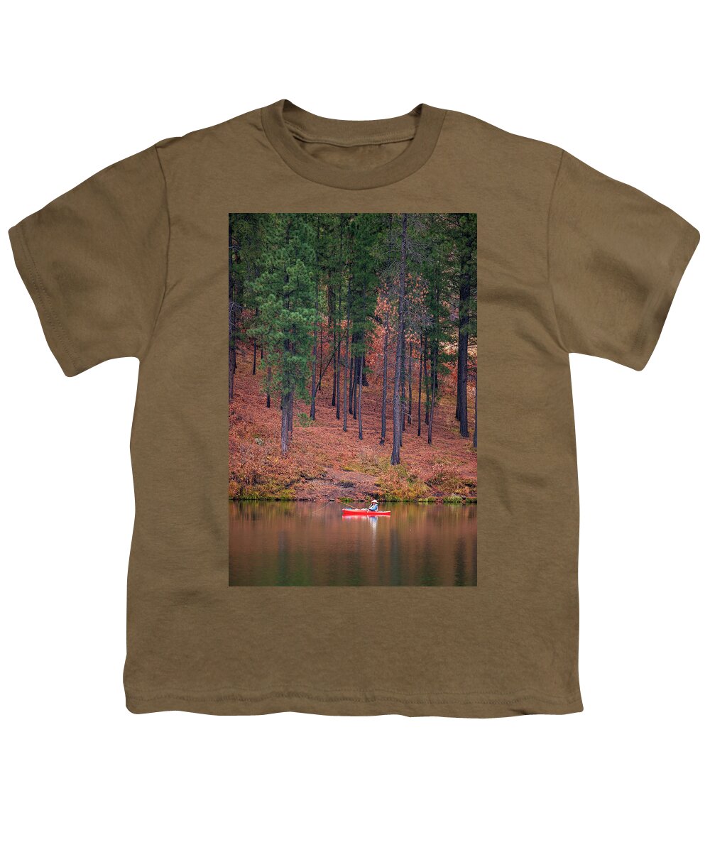 Fisherman Youth T-Shirt featuring the photograph Fishing Fenton Lake by Jeff Phillippi