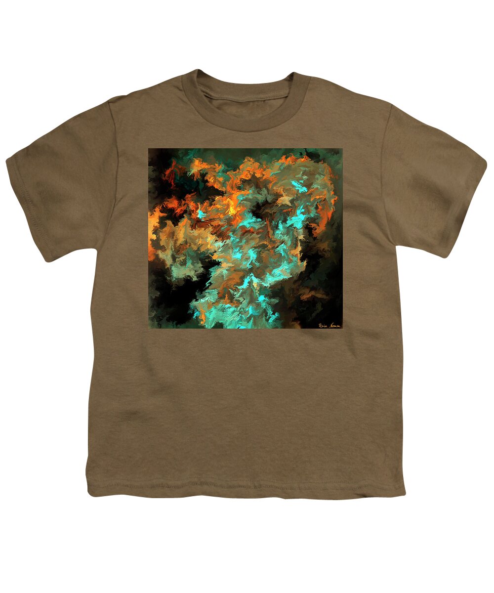  Youth T-Shirt featuring the mixed media Fleeing the Flames by Rein Nomm