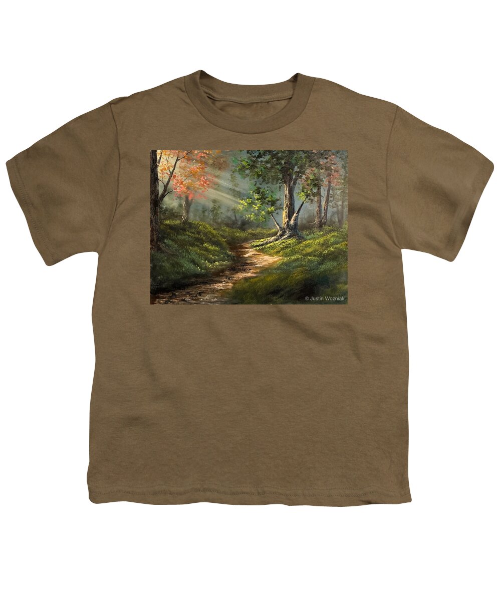 Forest Youth T-Shirt featuring the painting Forest Light by Justin Wozniak
