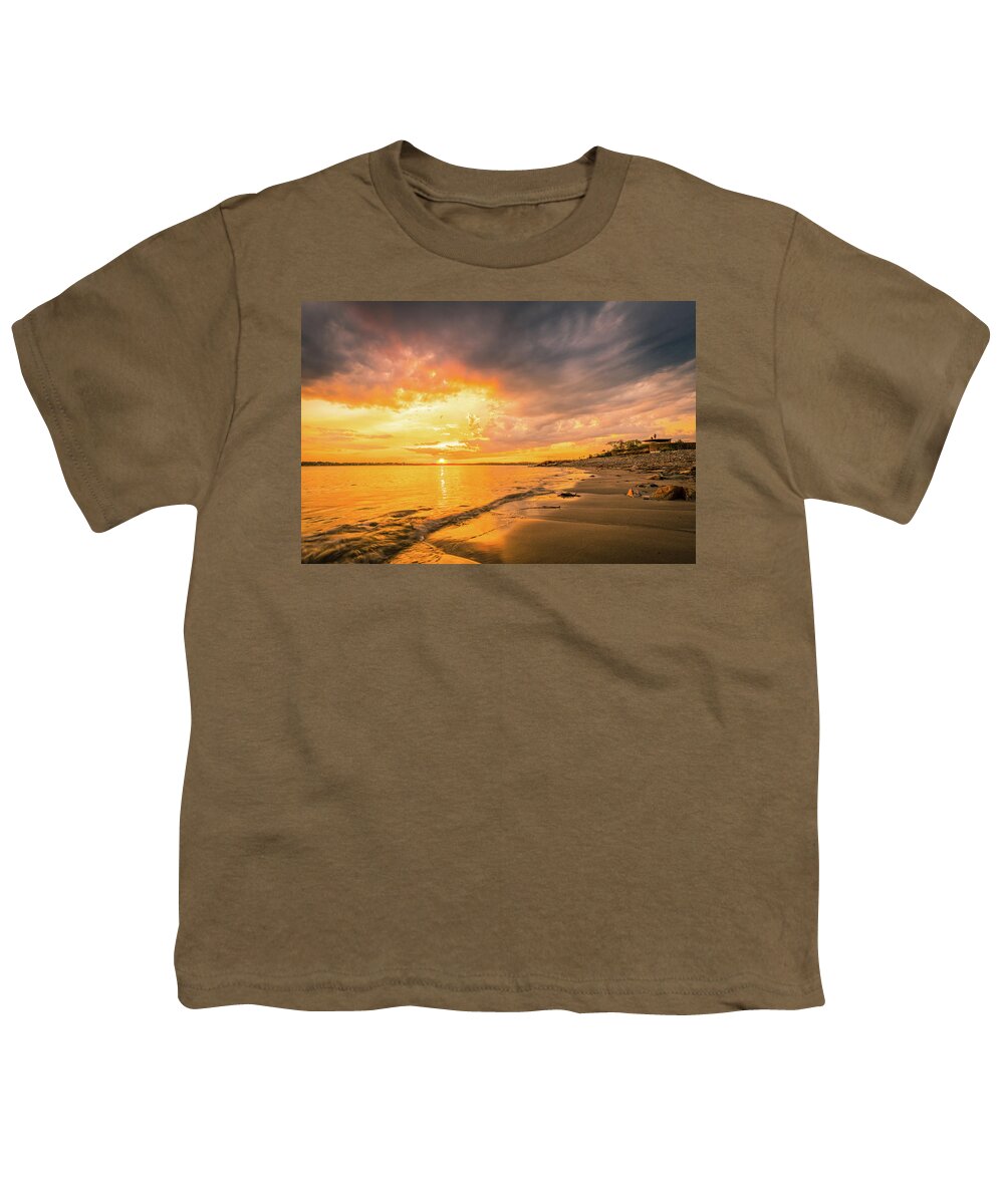 Bunker Youth T-Shirt featuring the photograph Fort Foster Sunset Watchers Club by Jeff Sinon