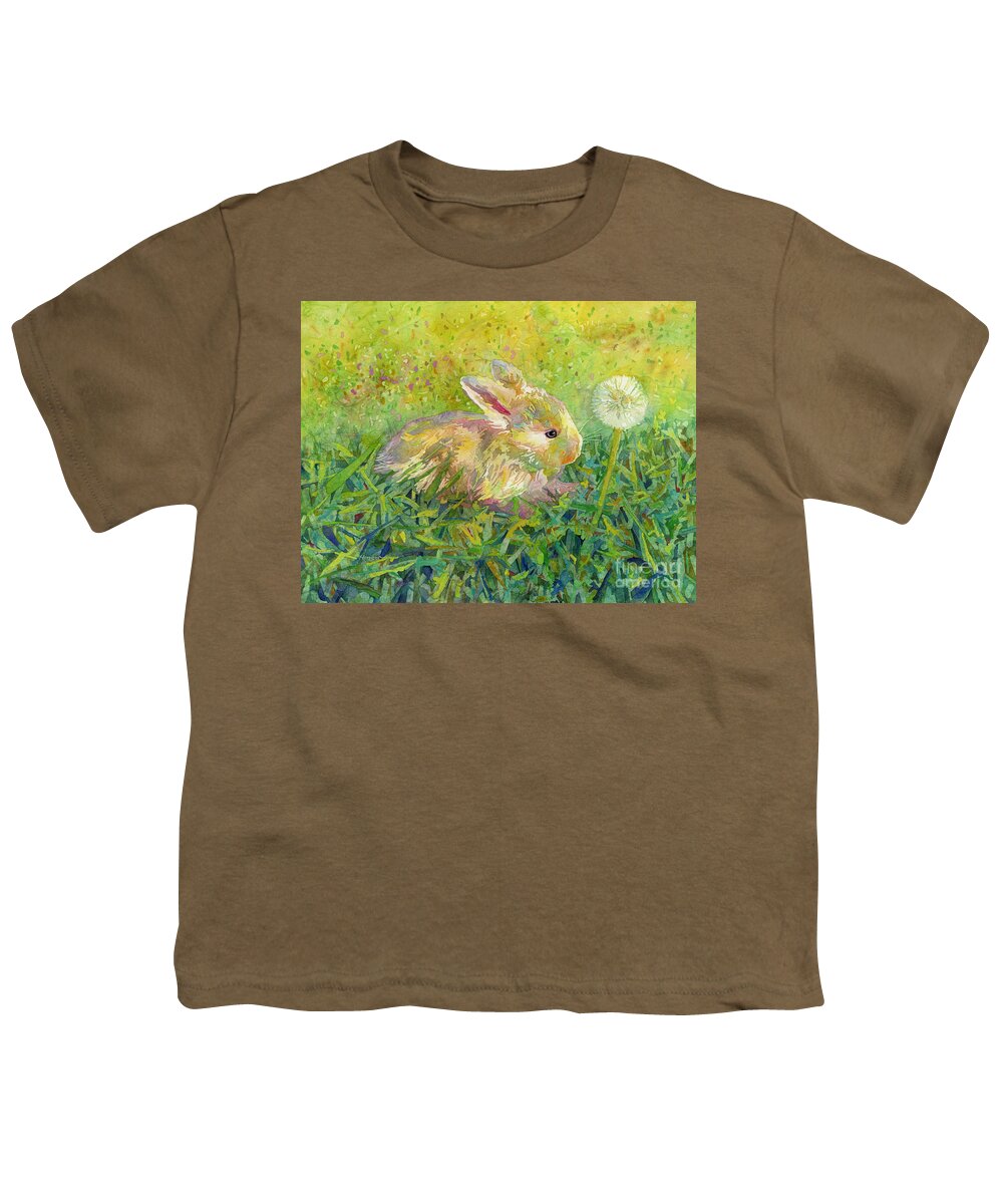 Rabbit Youth T-Shirt featuring the painting Gentle Wish by Hailey E Herrera