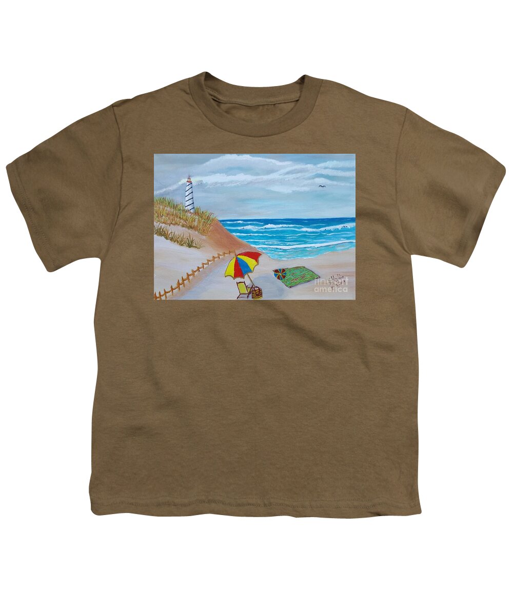 Lighthouse Youth T-Shirt featuring the painting Going to the Beach by Elizabeth Mauldin