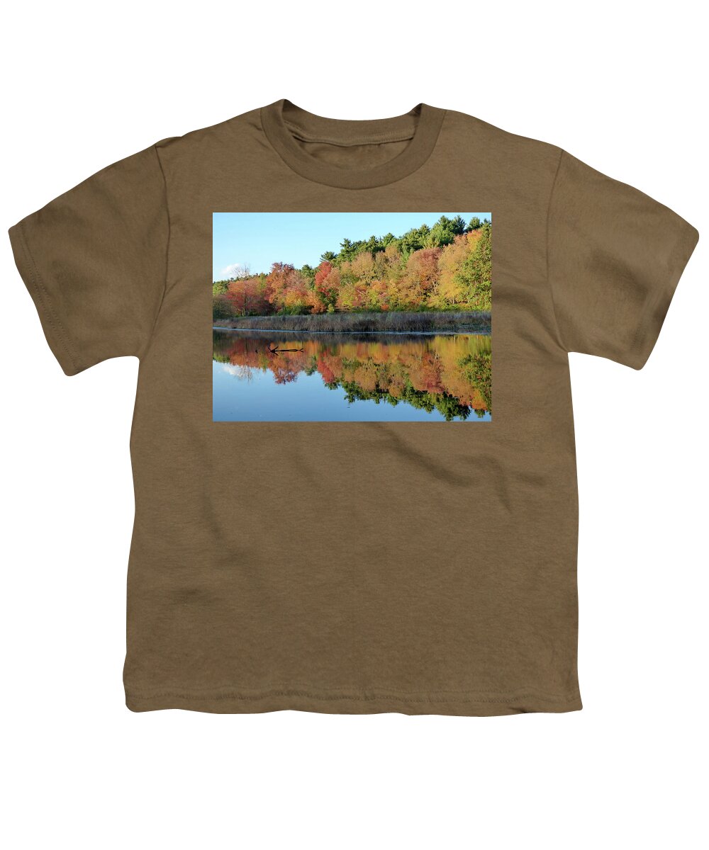 Fall Youth T-Shirt featuring the photograph Golden Reflections by Lyuba Filatova