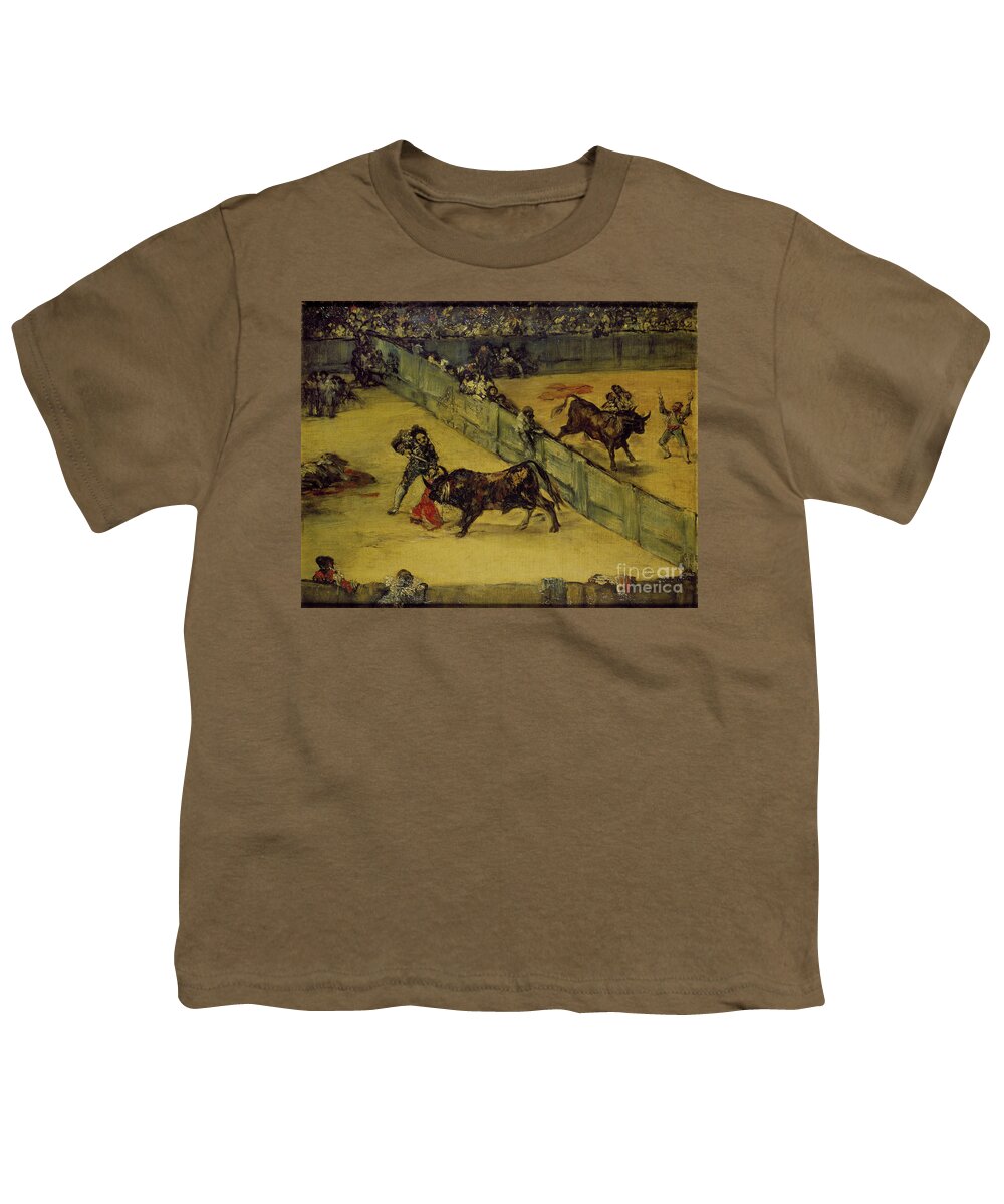 Goya Youth T-Shirt featuring the painting Goya, Scene At A Bullfight The Divided Ring, 18th Century by Francisco Goya