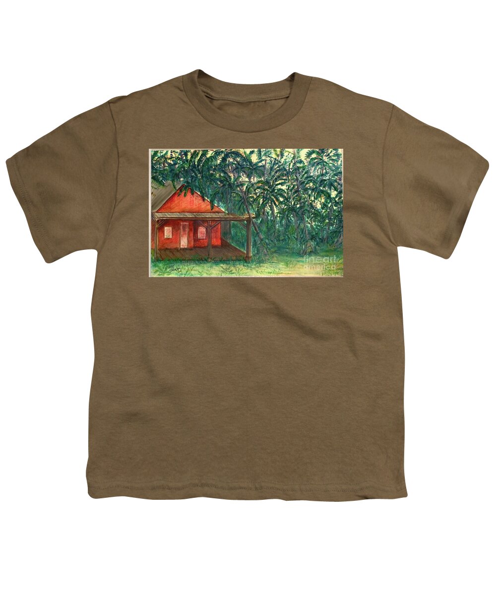 Isaac Hale Park Youth T-Shirt featuring the painting Hale Beach Pohoiki Park by Michael Silbaugh