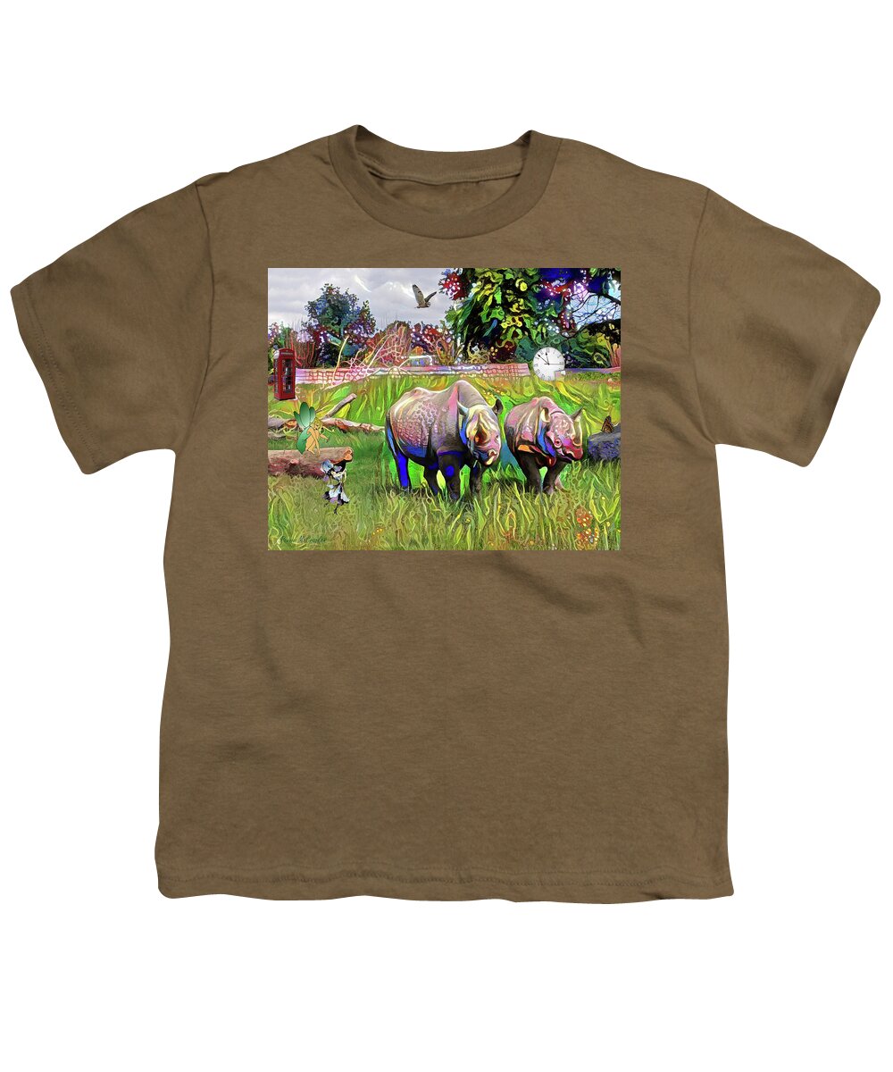 Rhinoceros Youth T-Shirt featuring the digital art Hallucination by Pennie McCracken