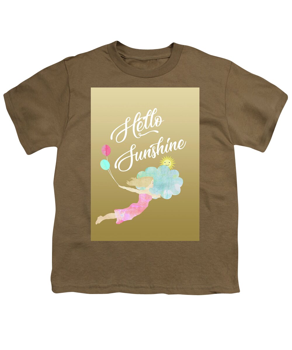 Hello Sunshine Youth T-Shirt featuring the mixed media Hello Sunshine by Claudia Schoen