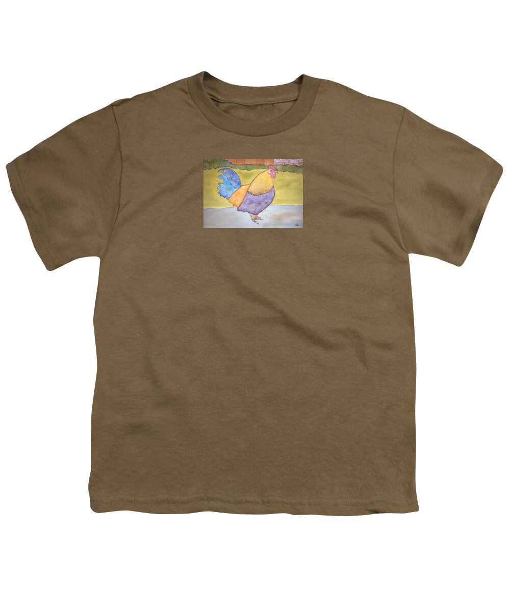 Watercolor Youth T-Shirt featuring the painting Hen of Lore by John Klobucher