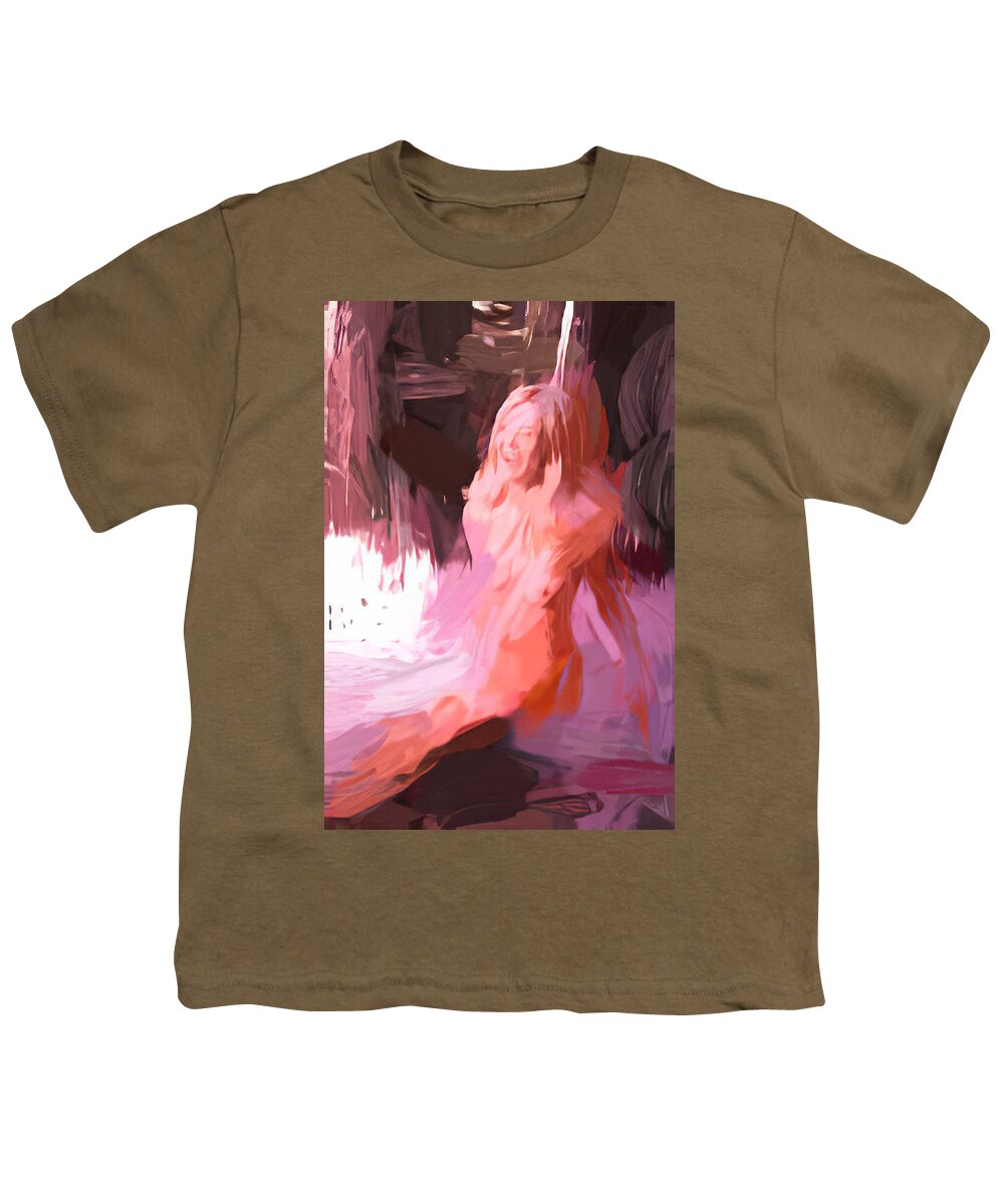 Nude Youth T-Shirt featuring the digital art In the water abstract by Cathy Anderson