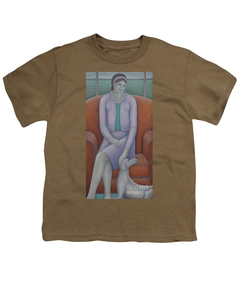 Figure Youth T-Shirt featuring the painting Indulgent Mistress Woman And Dog by Ruth Addinall
