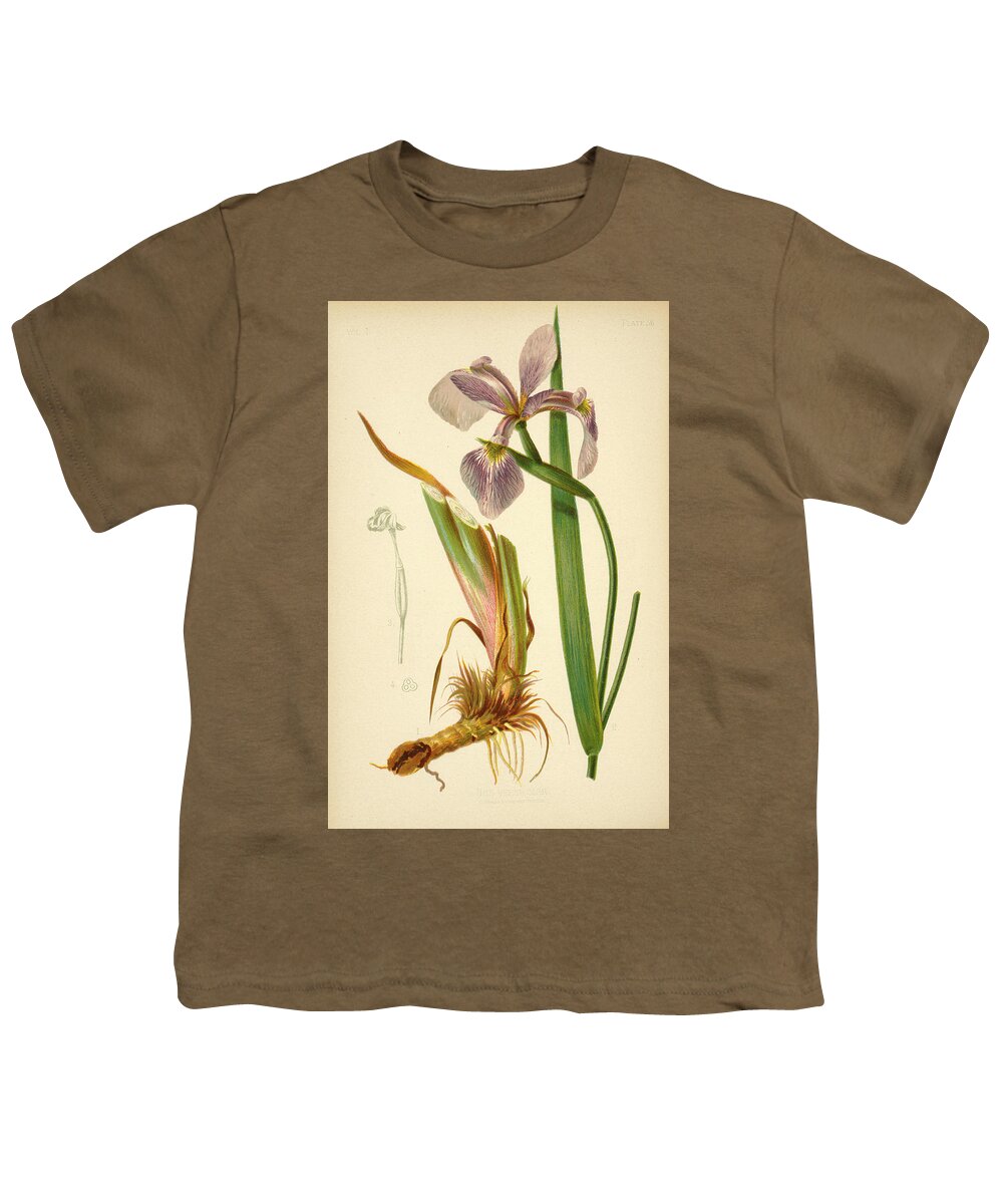 Iris Youth T-Shirt featuring the mixed media Iris Versicolor Blue Flag by L Prang