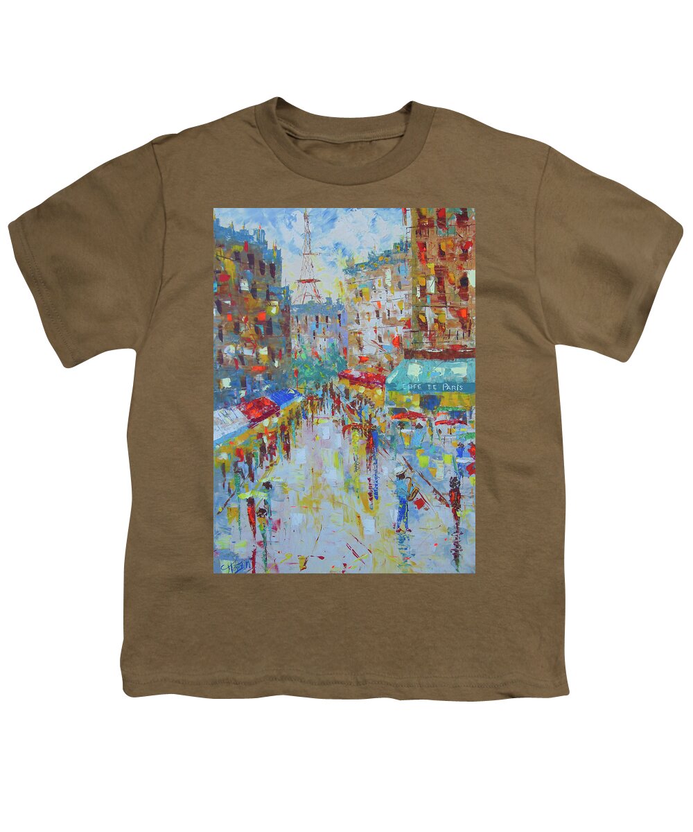 Provence Youth T-Shirt featuring the painting Jazz Paris by Frederic Payet