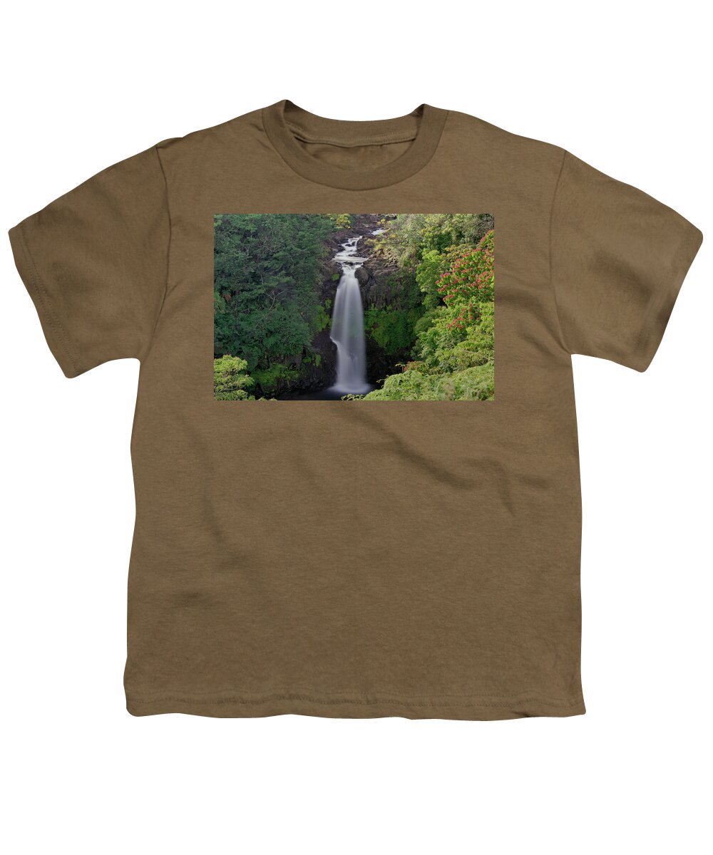 Hawaii Youth T-Shirt featuring the photograph Kamae'e Falls by Ivan Franklin