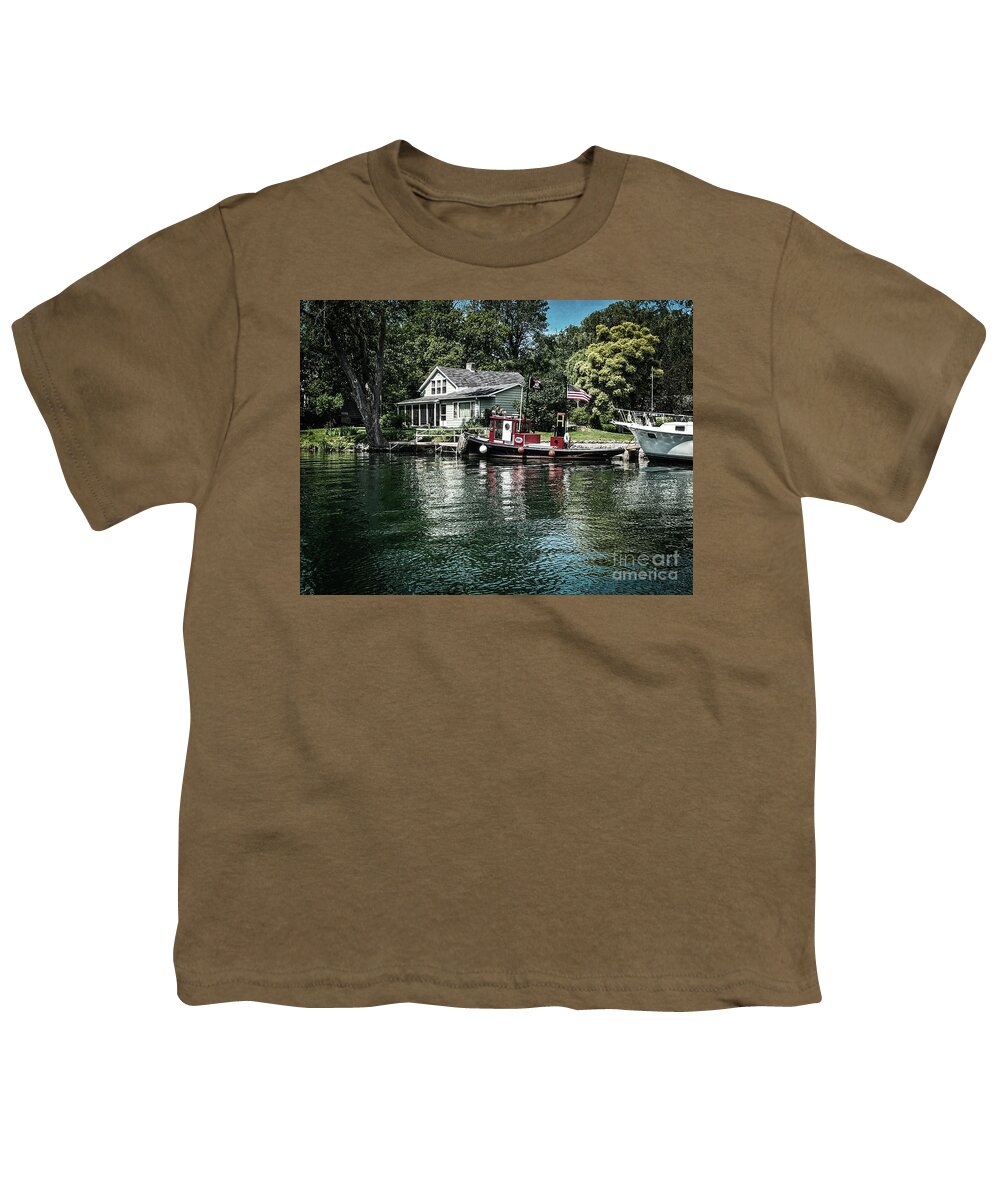 Boat Youth T-Shirt featuring the photograph Life on the Seneca River by William Norton