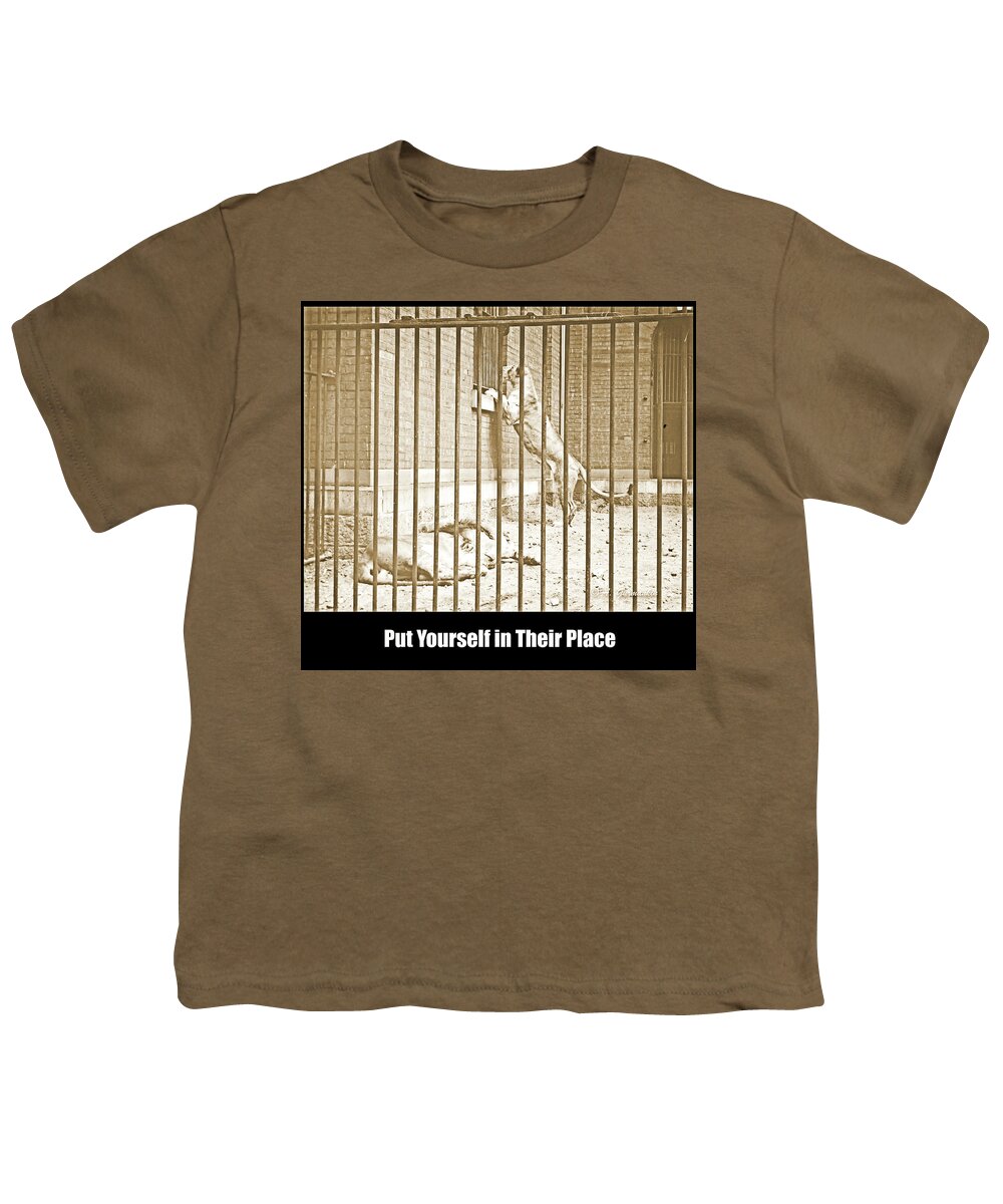 Lion Youth T-Shirt featuring the photograph Lion Cage, Carnivore House, Philadelphia Zoo, c. 1900 by A Macarthur Gurmankin