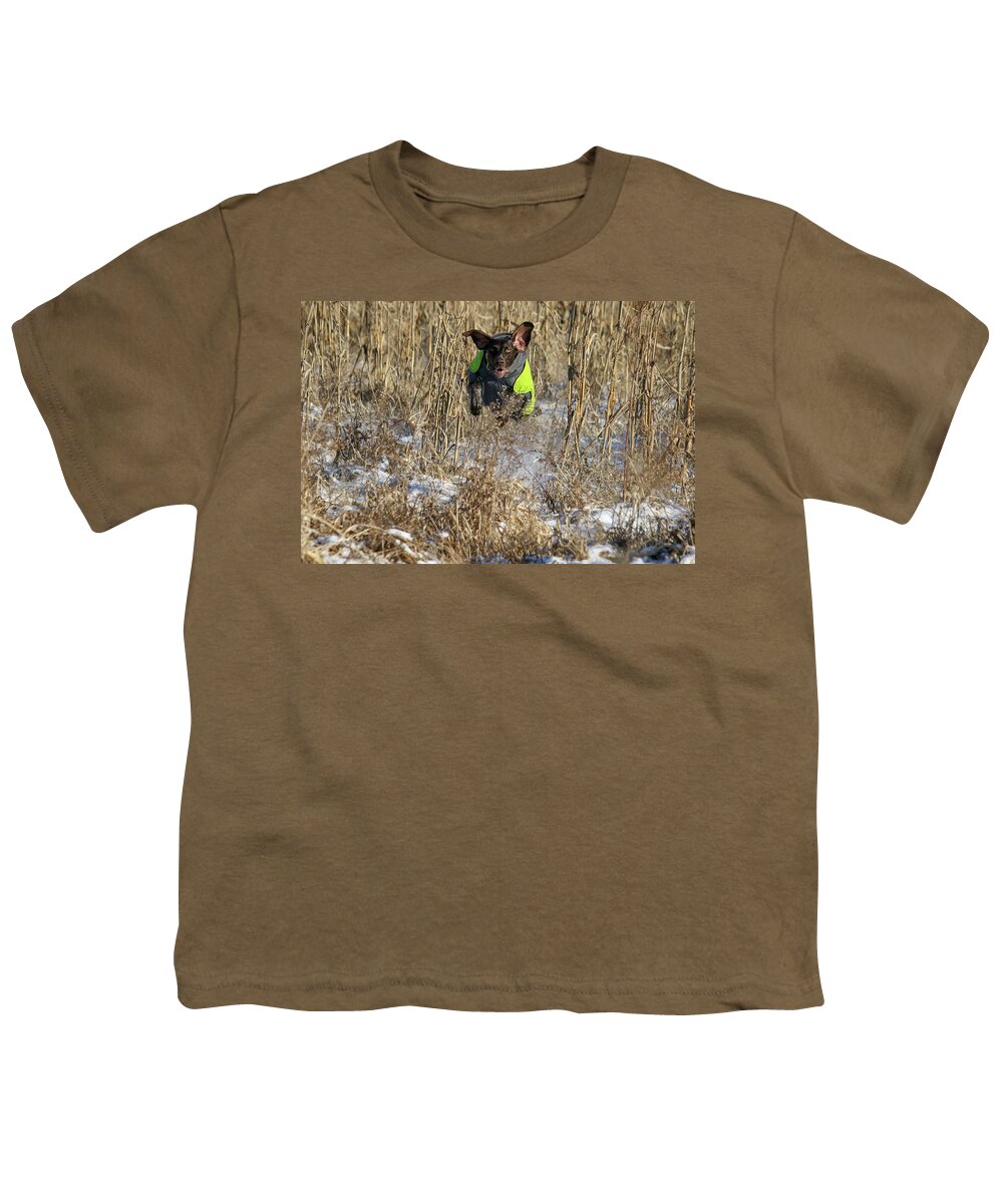 German Shortair Pointer Youth T-Shirt featuring the photograph Macie Race by Brook Burling