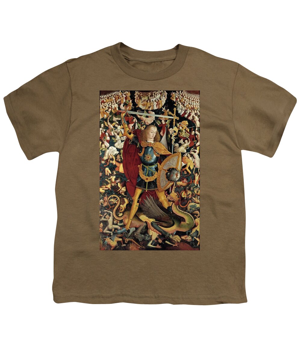 Maestro De Zafra Youth T-Shirt featuring the painting Maestro de Zafra / 'The Archangel Saint Michael', 1495-1500, Spanish School. by Maestro de Zafra -15th cent -