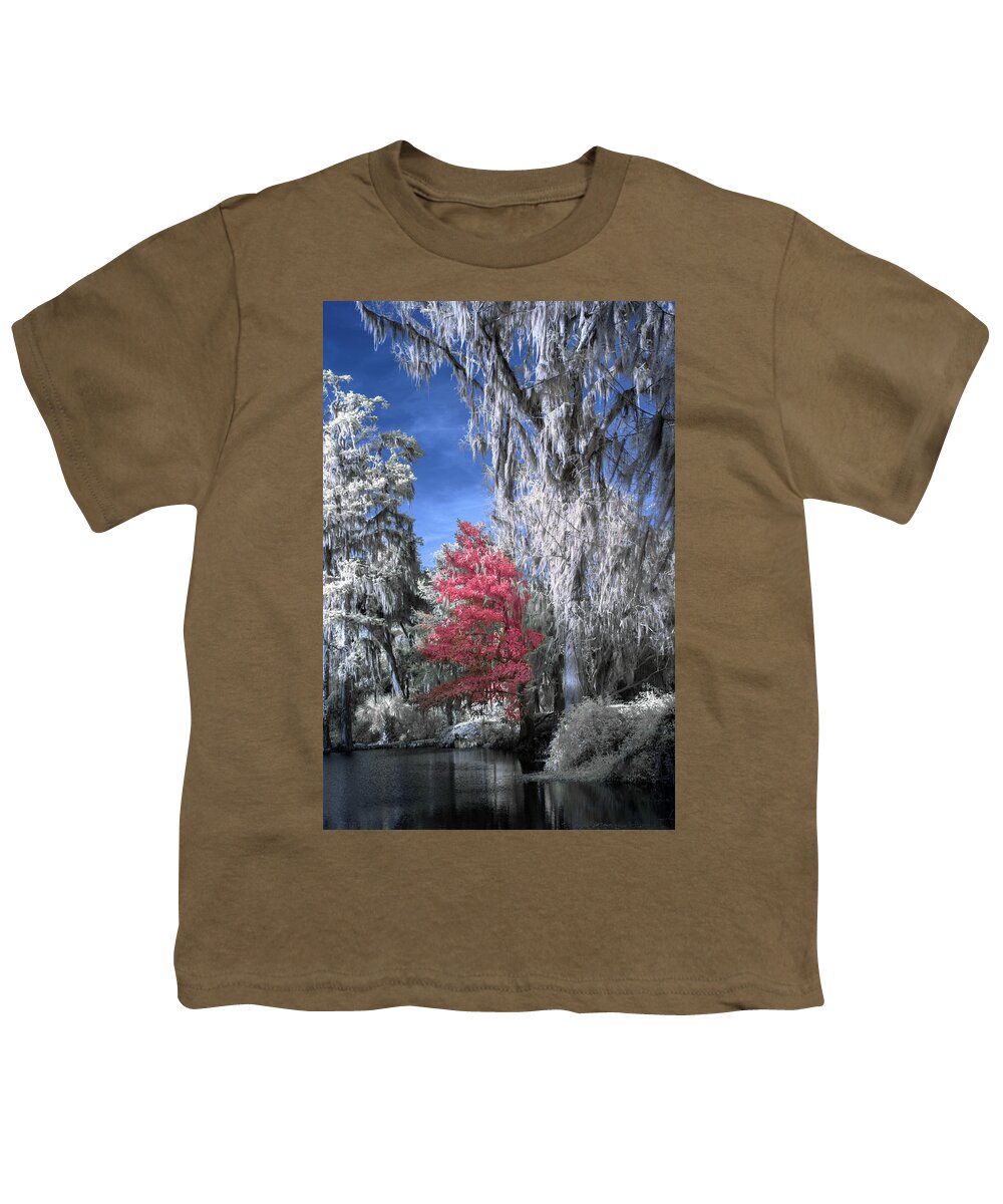 Garden Youth T-Shirt featuring the photograph Magnolia Plantation in Red by Jon Glaser