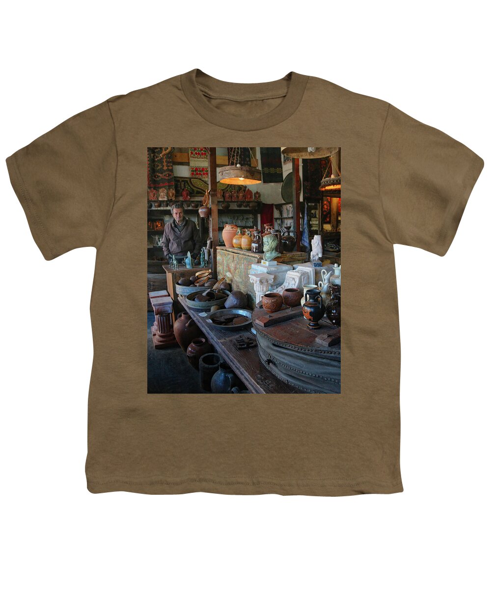 Greece Youth T-Shirt featuring the photograph Man in Shop in Delphi by M Kathleen Warren