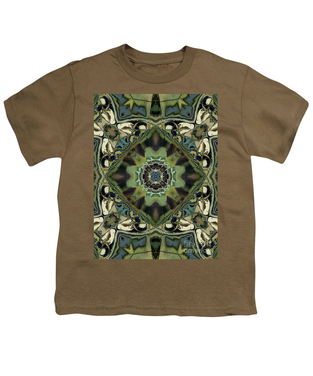 Moss Youth T-Shirt featuring the digital art Marbled Moss Mandala by Phil Perkins