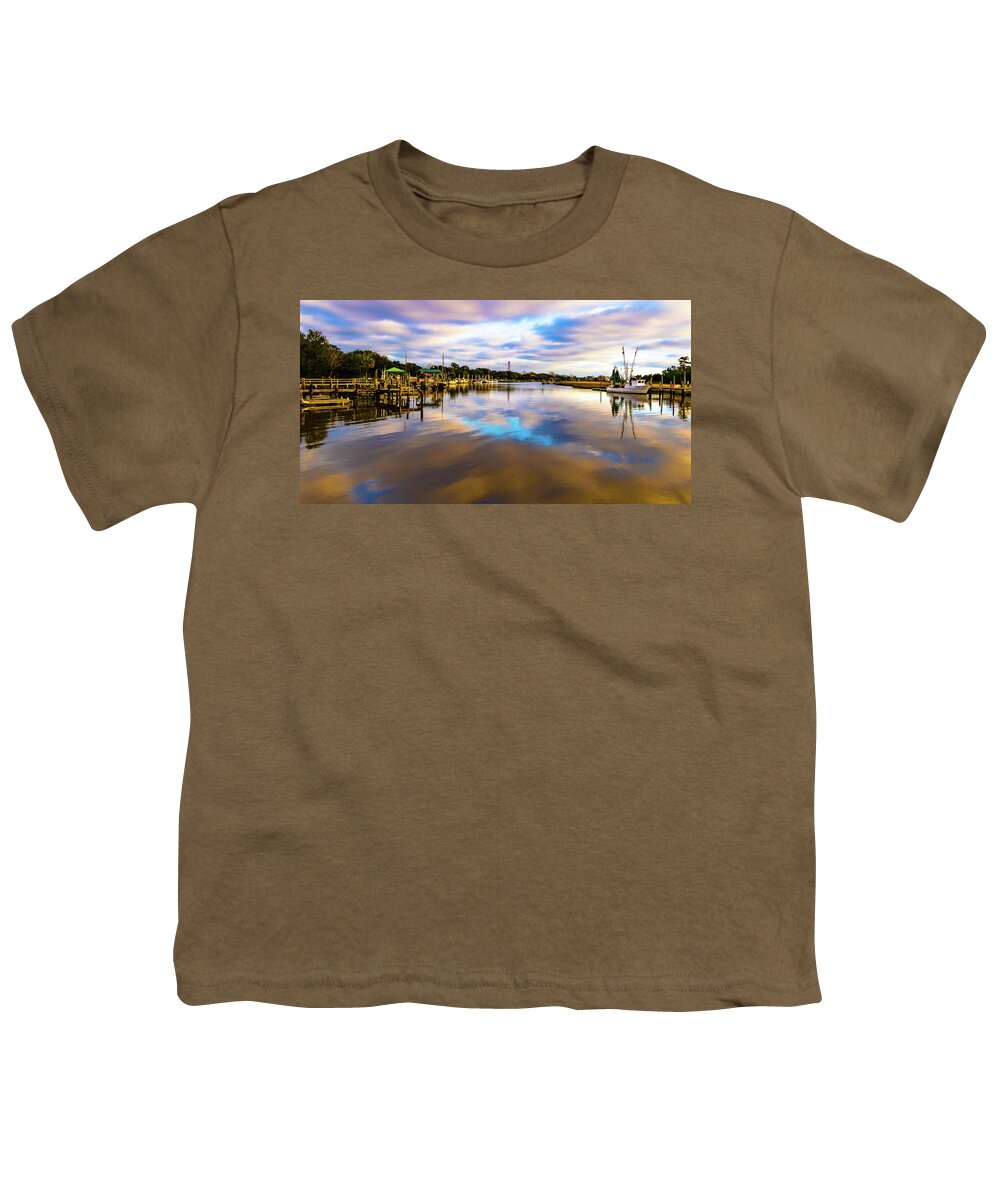 Mcclennanville Sunset Pano Youth T-Shirt featuring the photograph McClellanville Sunset Horizon by Norma Brandsberg